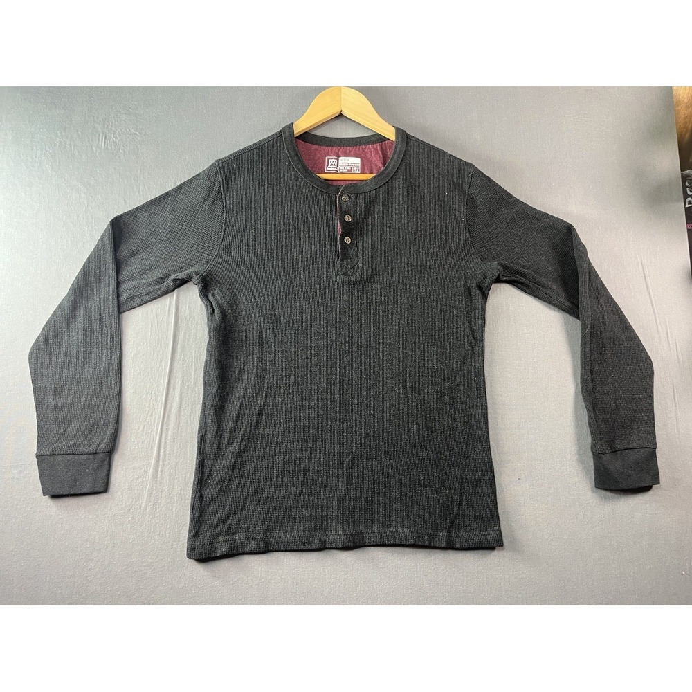 Avalanche Black Henley Long Sleeve Thermal Men's Size Medium